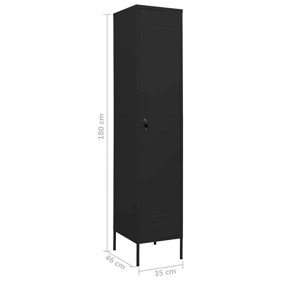 Armoire à casiers Noir 35x46x180 cm Acier - 9