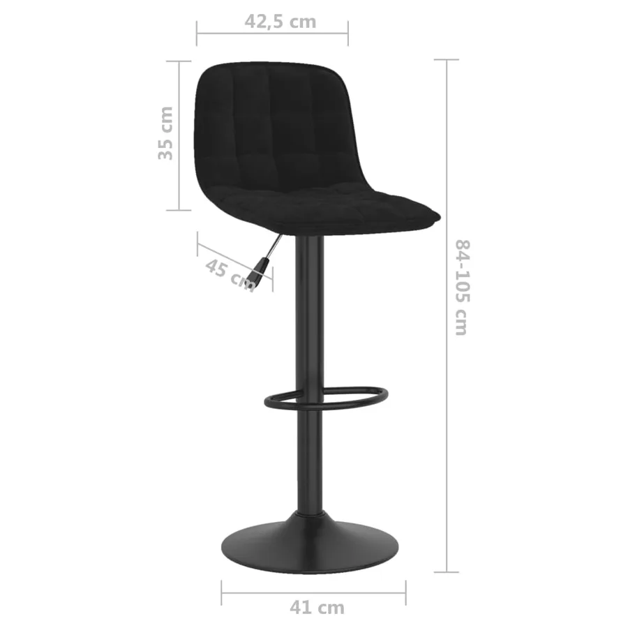 Tabourets de bar lot de 2 noir velours - 10