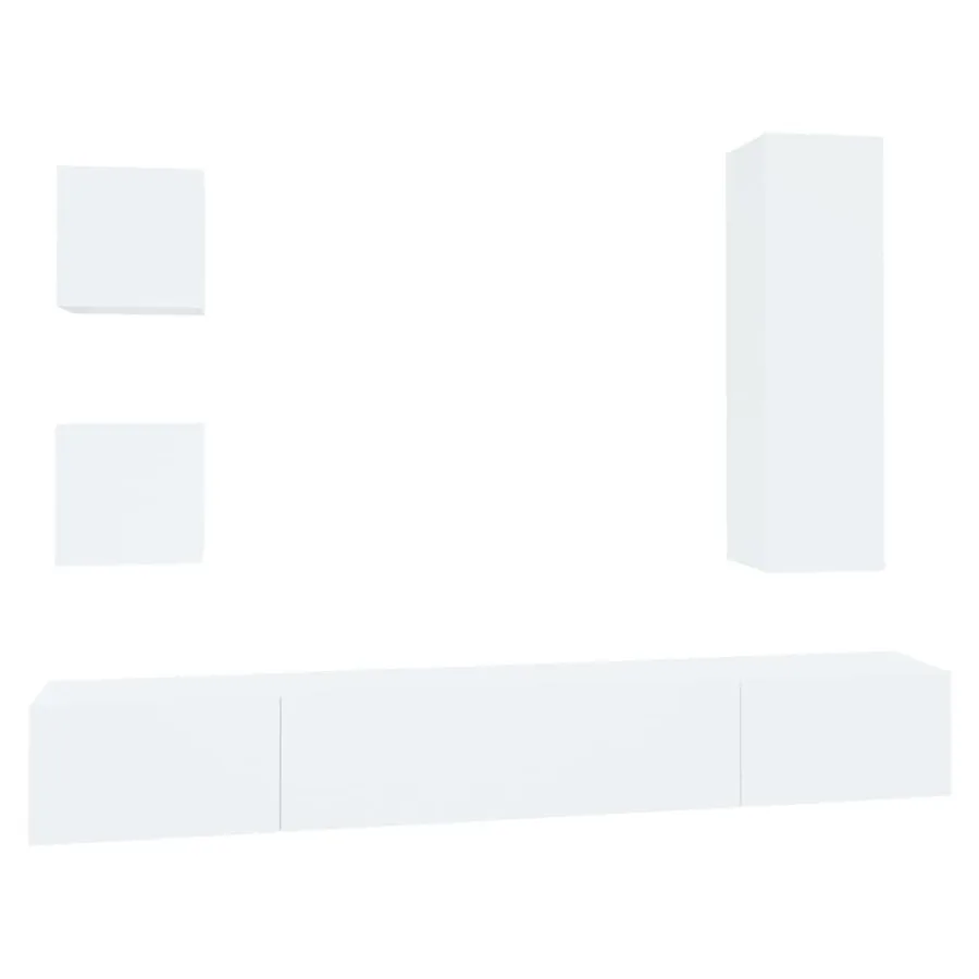 Ensemble de meubles TV 5 pcs Blanc Bois d'ingénierie - 2