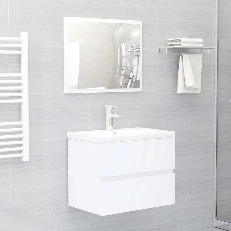 Ensemble de meubles salle de bain 2 pcs blanc bois d'ingénierie