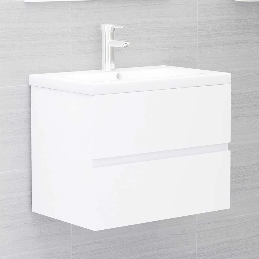 Ensemble de meubles salle de bain 2 pcs blanc bois d'ingénierie - 10