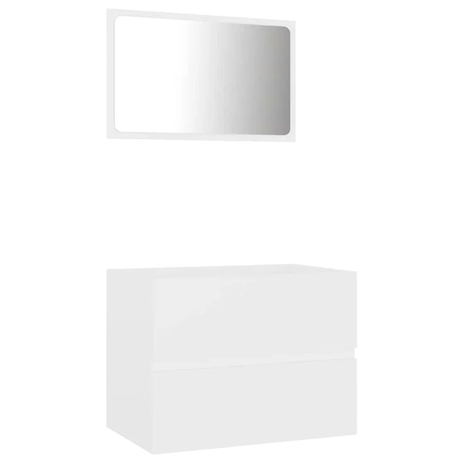 Ensemble de meubles salle de bain 2 pcs blanc bois d'ingénierie - 2