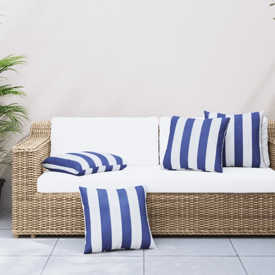 Coussins décoratifs lot de 4 Rayures bleues et blanches 60x60cm