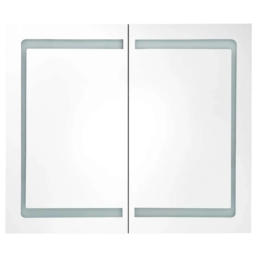 Armoire de salle de bain à miroir LED Gris brillant 80x12x68 cm - 4