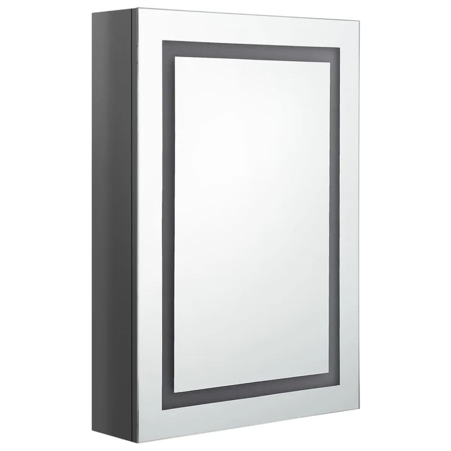 Armoire de salle de bain à miroir LED gris brillant 50x13x70 cm - 3
