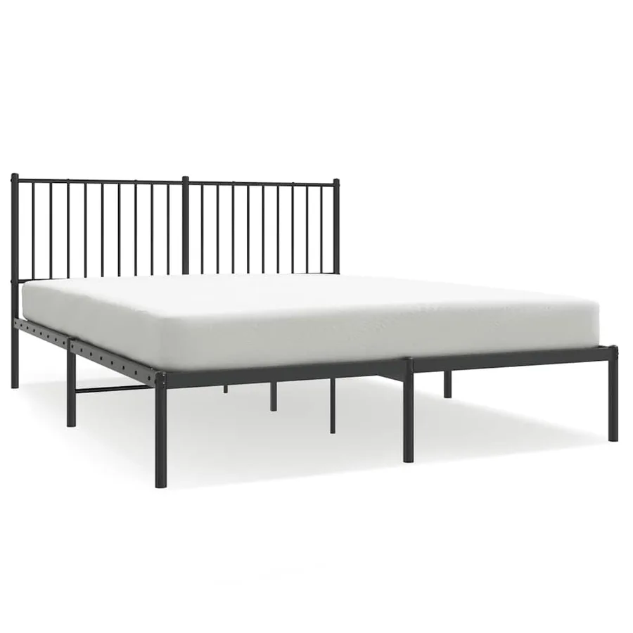 Cadre de lit métal sans matelas avec tête de lit noir 150x200cm - 2