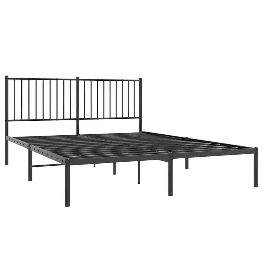 Cadre de lit métal sans matelas avec tête de lit noir 150x200cm - 3