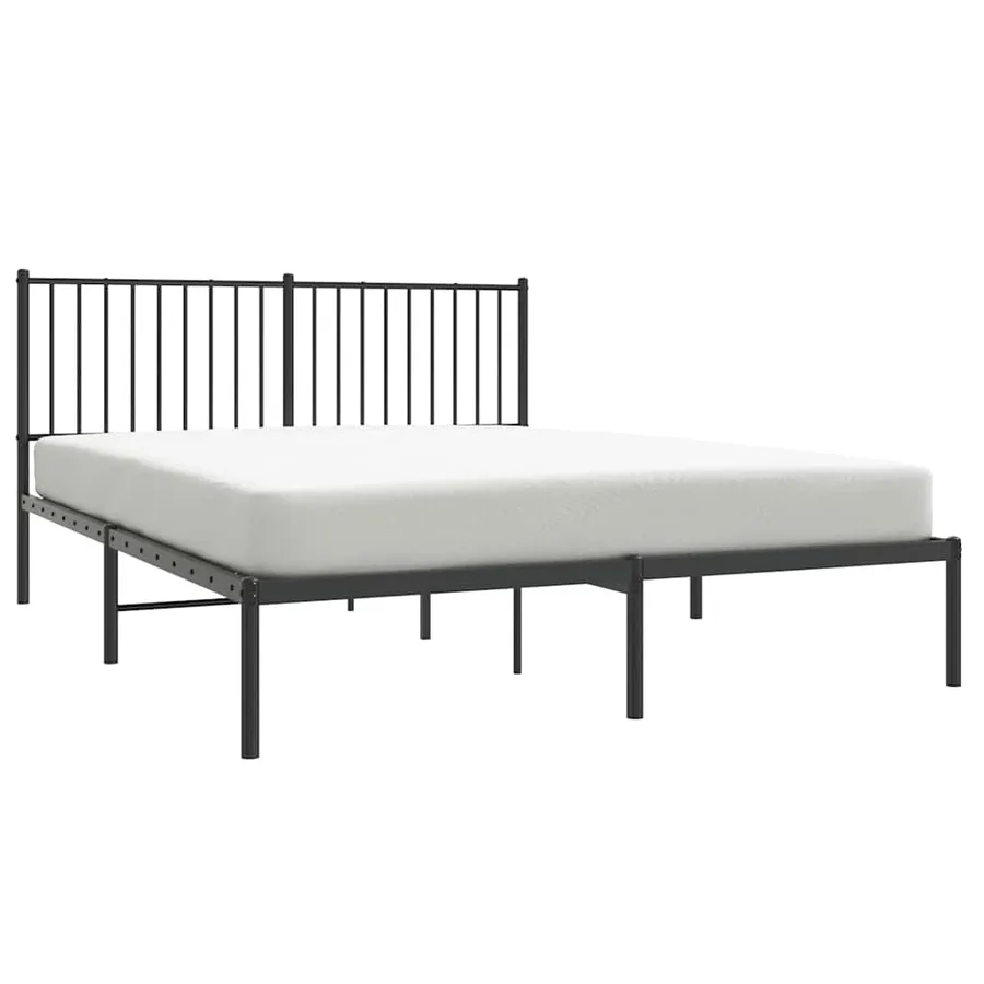 Cadre de lit métal sans matelas avec tête de lit noir 150x200cm - 5
