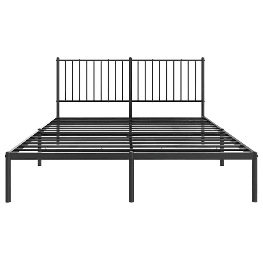 Cadre de lit métal sans matelas avec tête de lit noir 150x200cm - 6