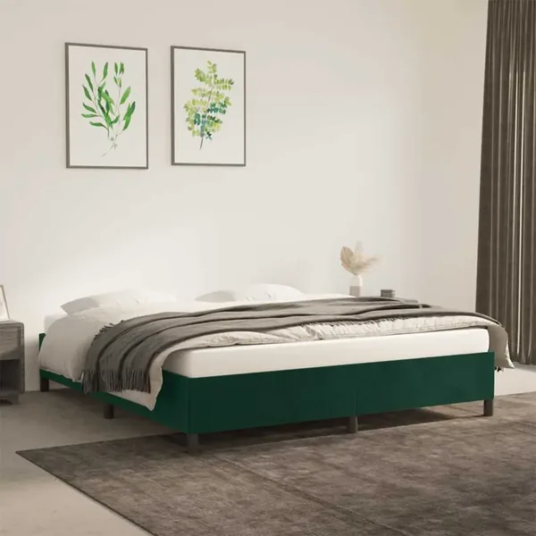 Cadre de lit sans matelas vert foncé 180x200 cm velours