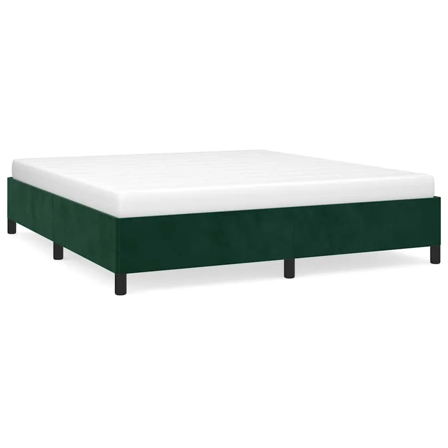 Cadre de lit sans matelas vert foncé 180x200 cm velours - 2