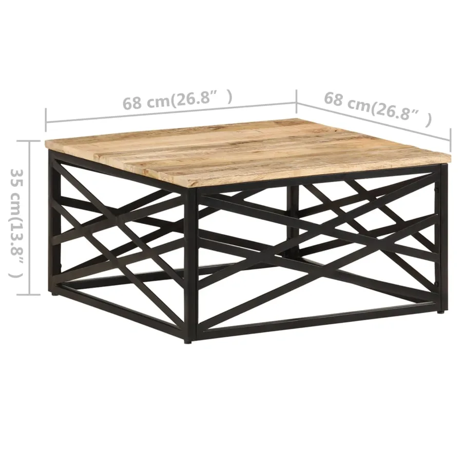 Table basse 68x68x35 cm Bois de manguier massif - 7