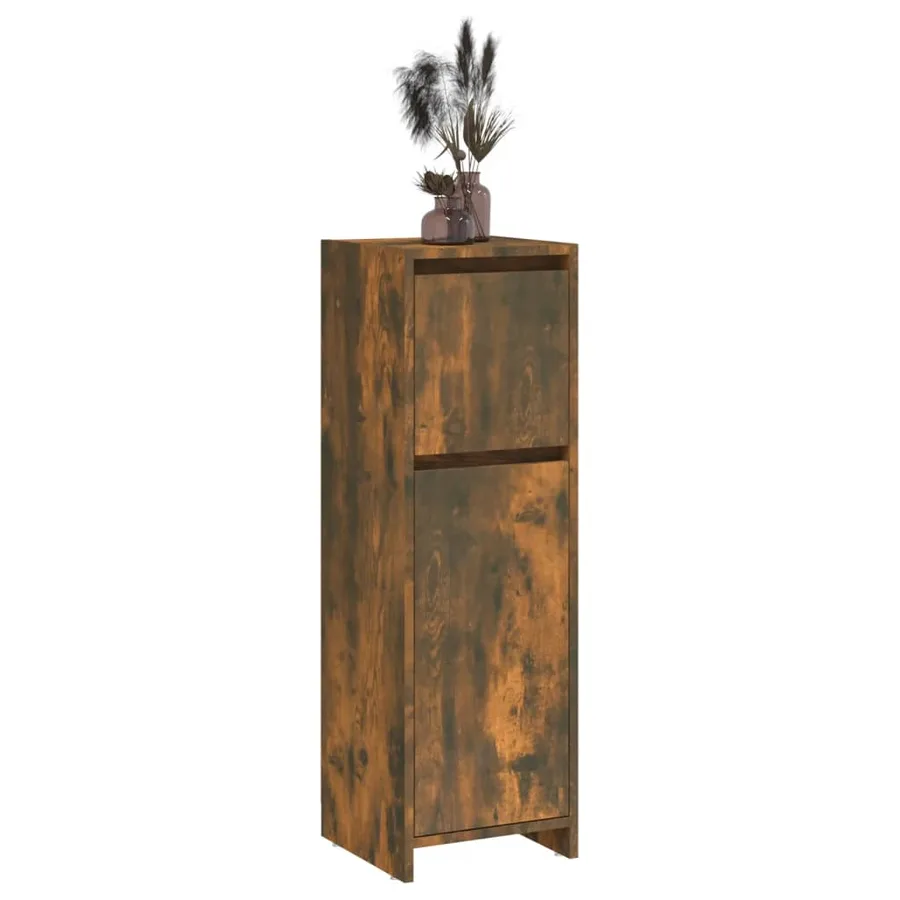 Armoire de bain Chêne fumé 30x30x95 cm Bois d'ingénierie - 8