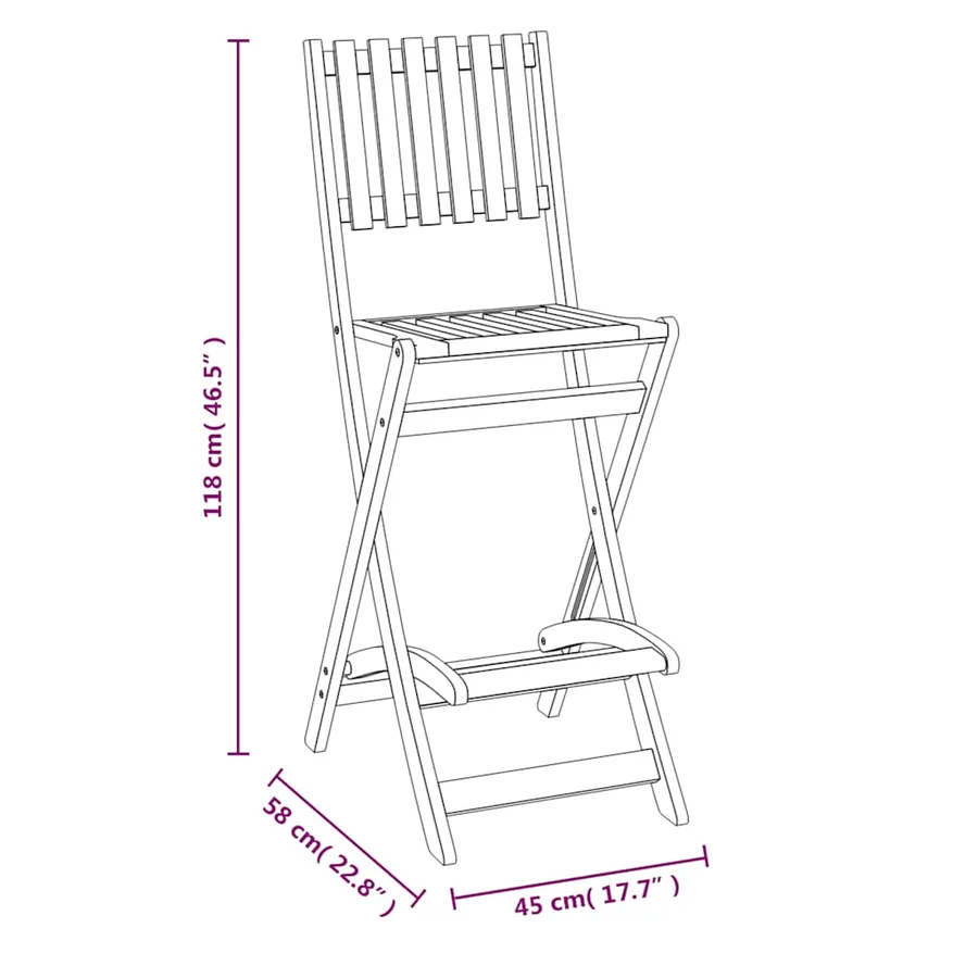Ensemble de bar d'extérieur 5 pcs Bois d'acacia massif - 11