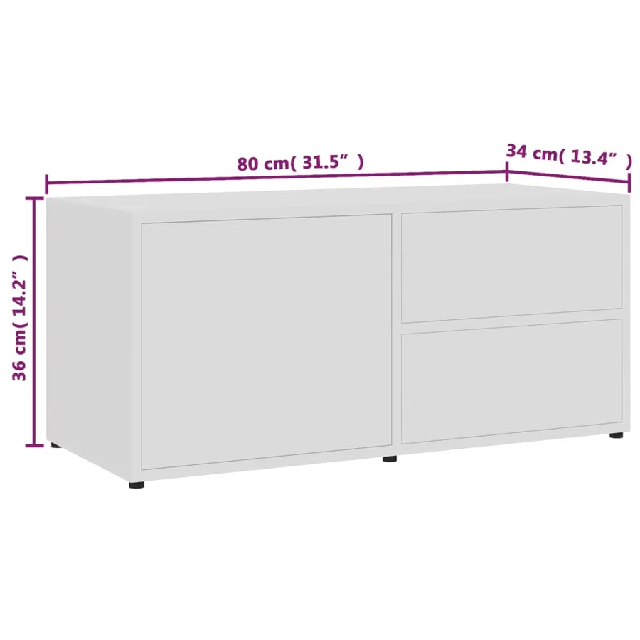 Meuble TV Blanc 80x34x36 cm Bois d'ingénierie - 10