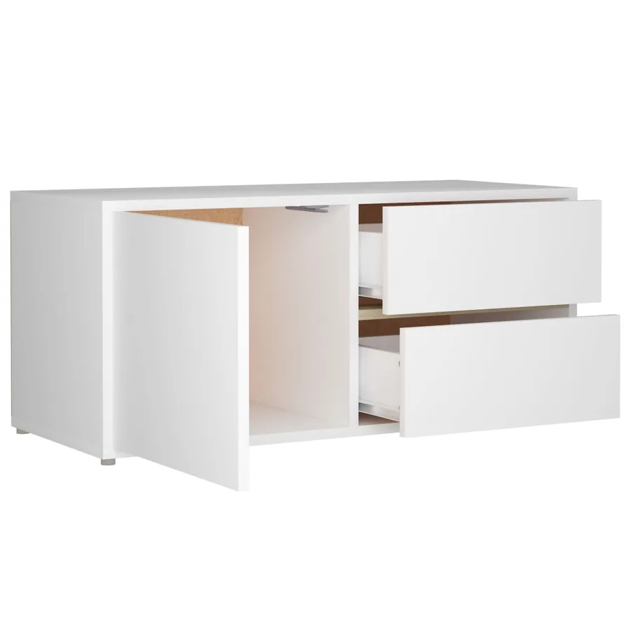 Meuble TV Blanc 80x34x36 cm Bois d'ingénierie - 6