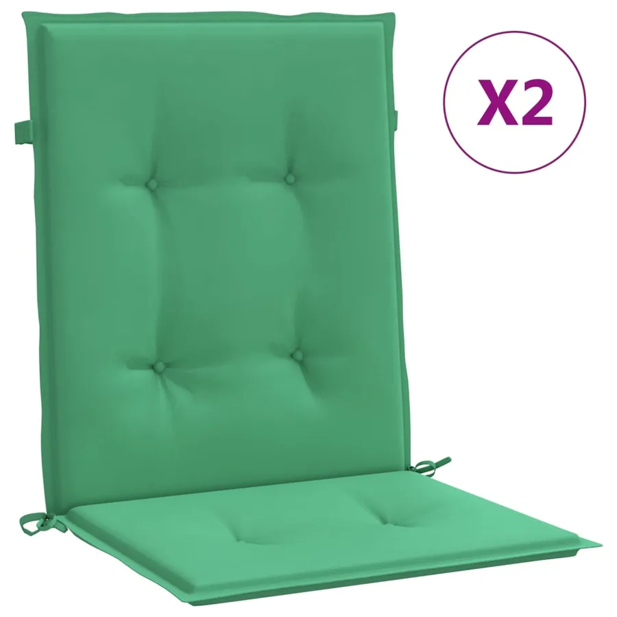 Coussins de chaise de jardin à dossier bas lot de 2 vert - 2
