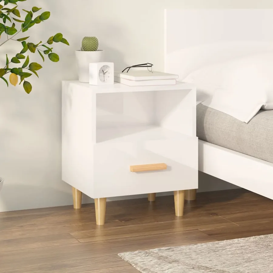 Table de chevet Blanc brillant 40x35x47 cm