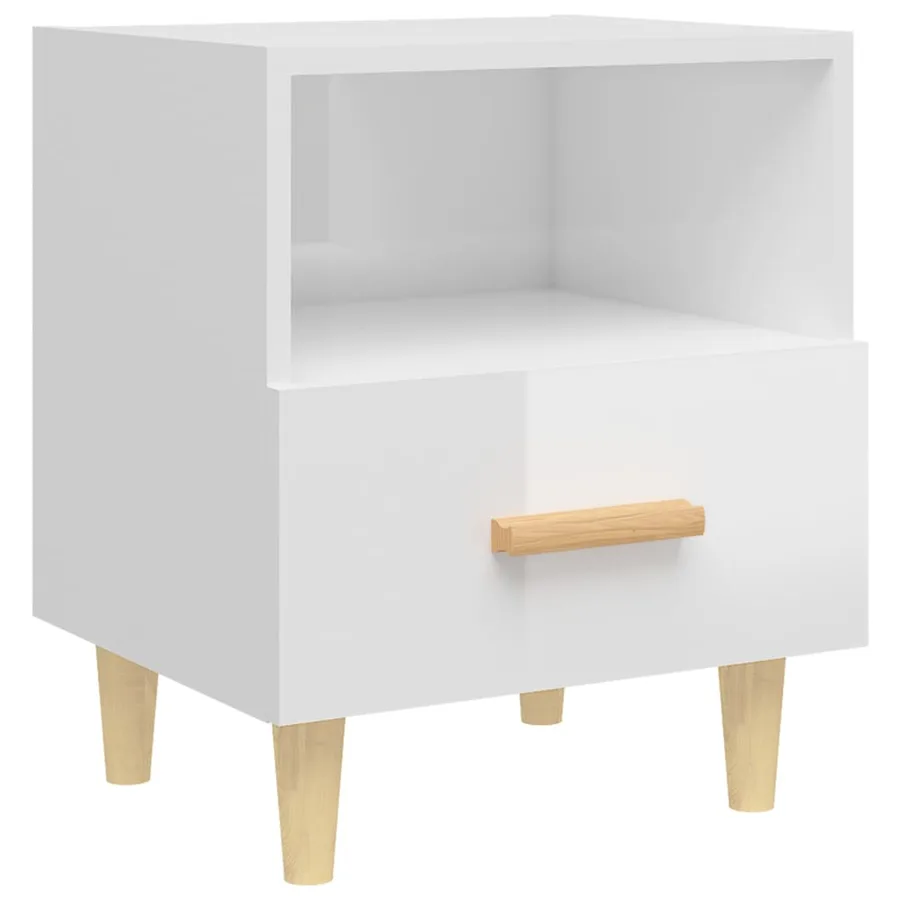 Table de chevet Blanc brillant 40x35x47 cm - 2