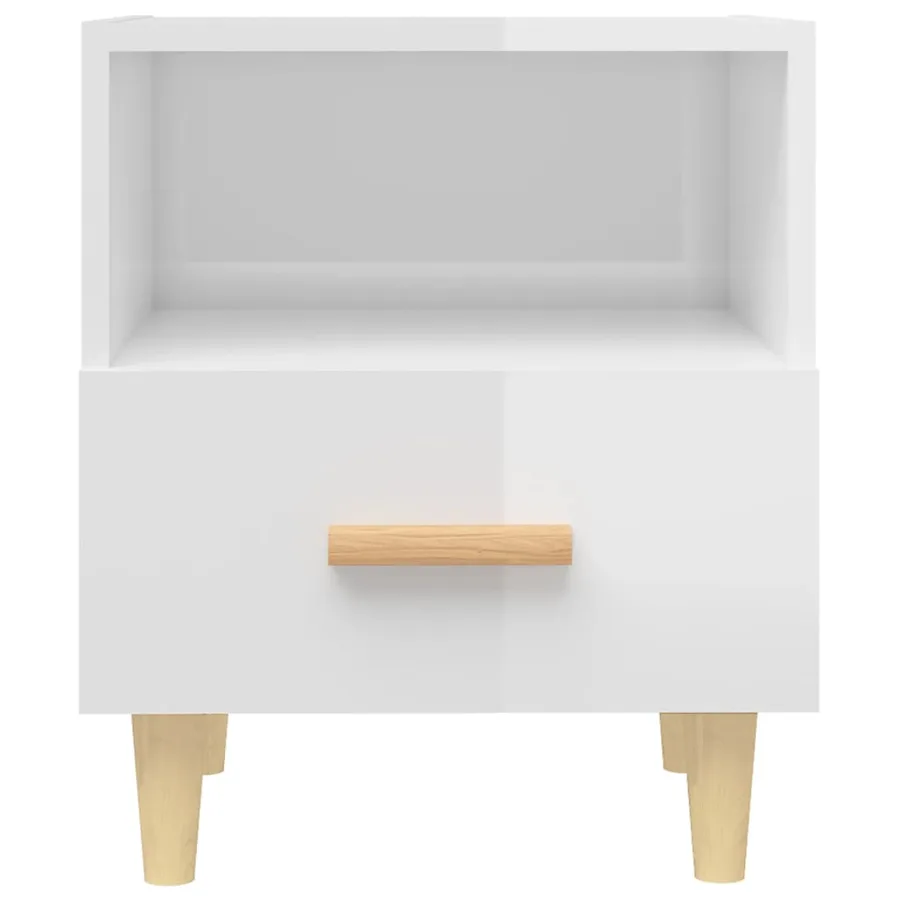 Table de chevet Blanc brillant 40x35x47 cm - 4