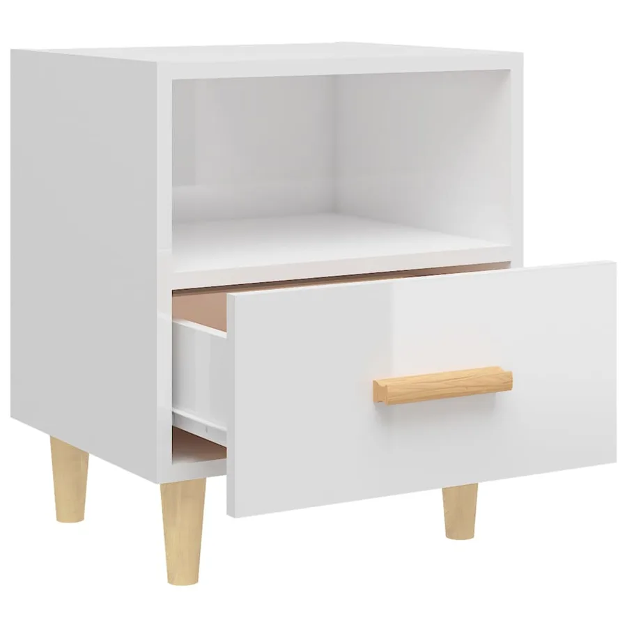 Table de chevet Blanc brillant 40x35x47 cm - 5