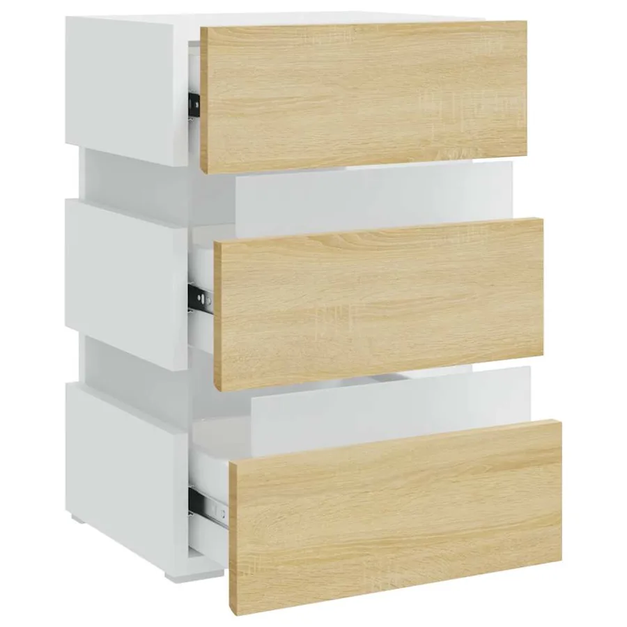 Table de chevet à LED Blanc et chêne sonoma 45x35x67 cm - 4