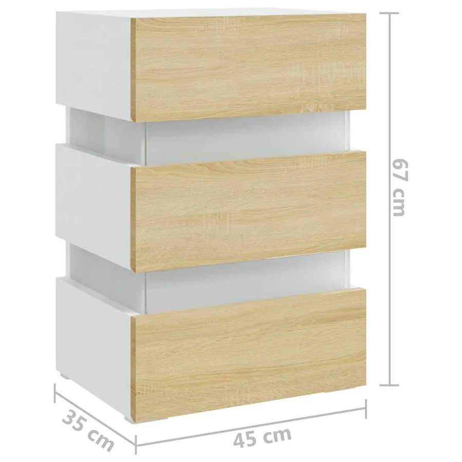 Table de chevet à LED Blanc et chêne sonoma 45x35x67 cm - 9