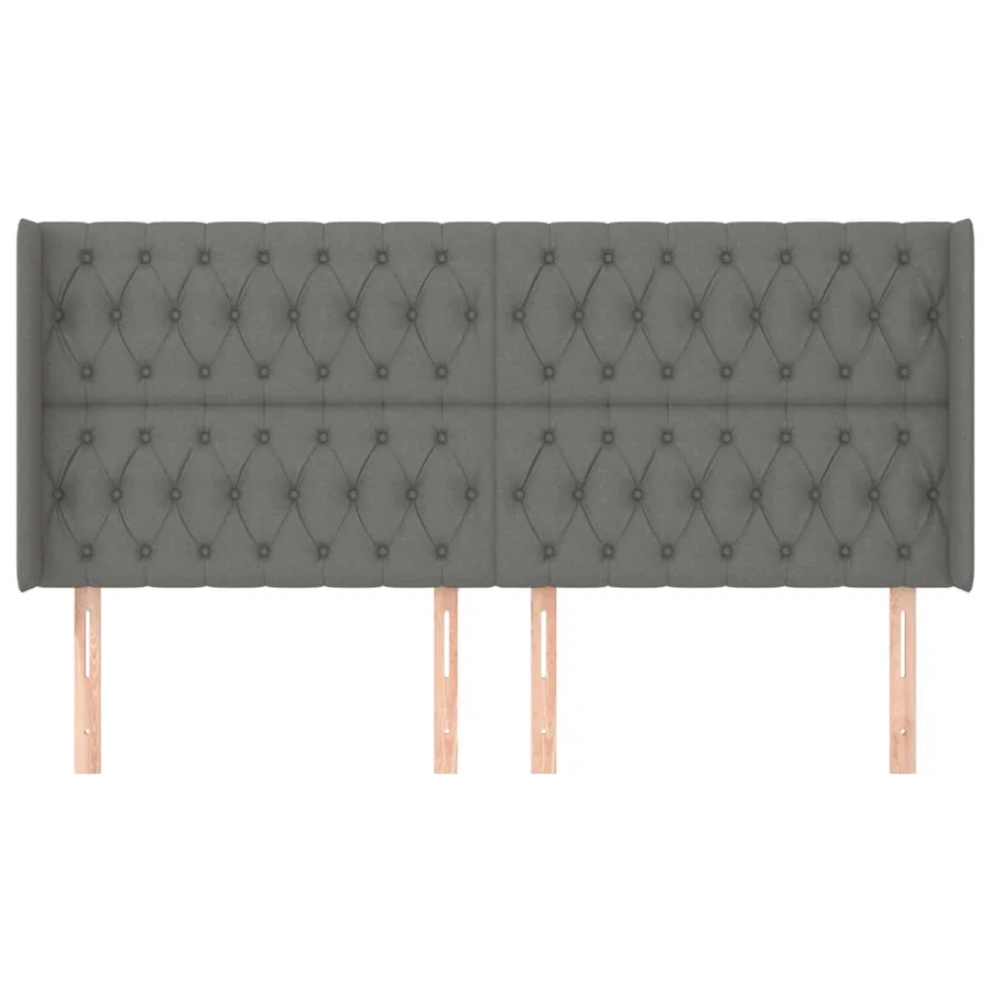 Tête de lit avec oreilles Gris foncé 203x16x118/128 cm Tissu - 3