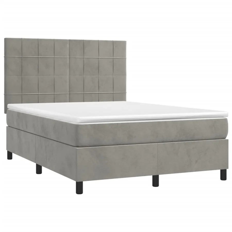 Sommier à lattes de lit matelas et LED Gris clair 140x200 cm - 3