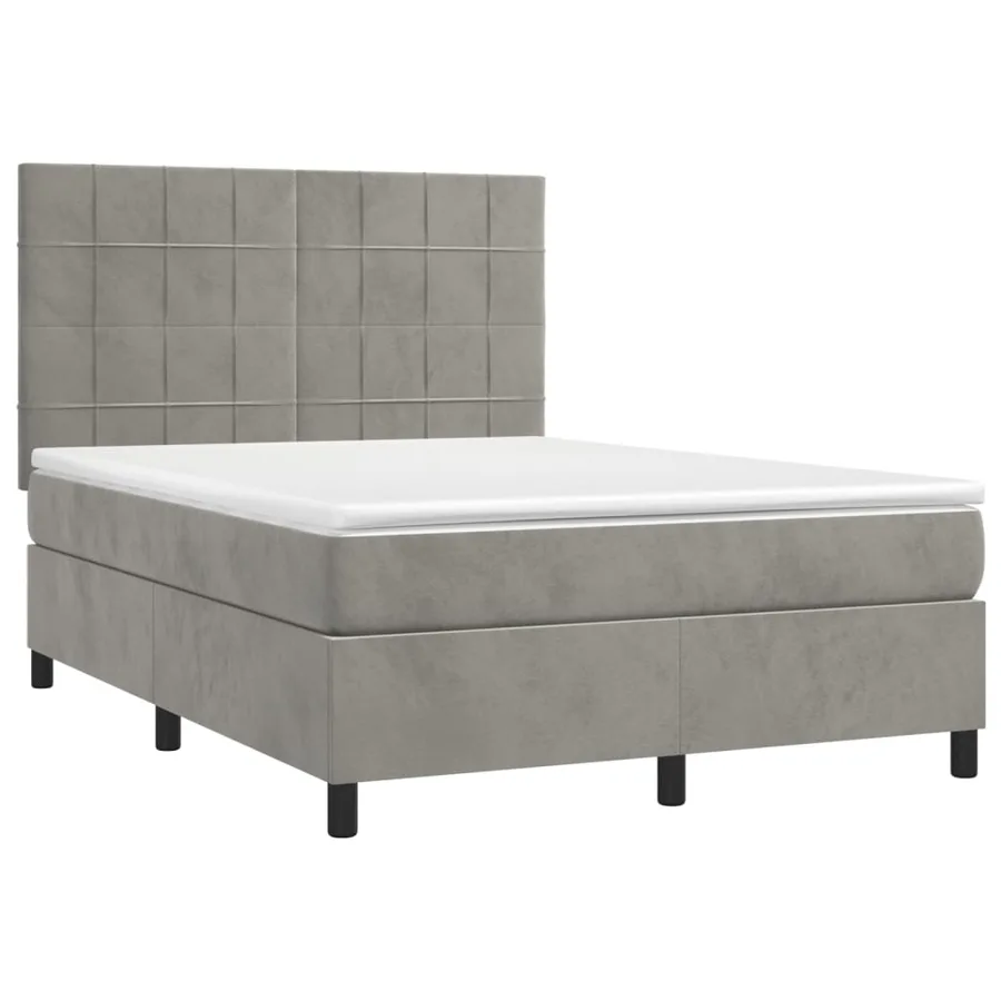 Sommier à lattes de lit matelas et LED Gris clair 140x190 cm - 3