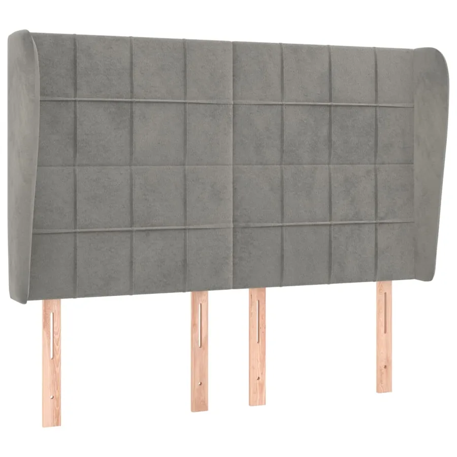 Tête de lit avec oreilles Gris clair 147x23x118/128 cm Velours - 2