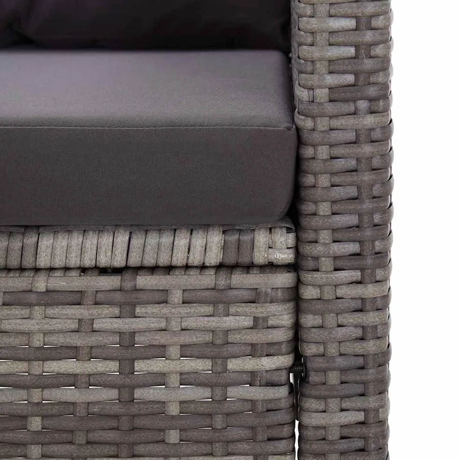 Salon de jardin 6 pcs avec coussins Résine tressée Gris foncé - 15
