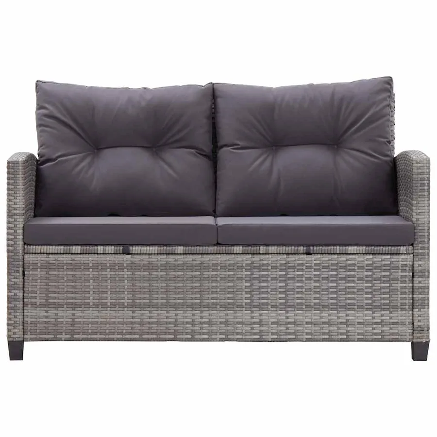 Salon de jardin 6 pcs avec coussins Résine tressée Gris foncé - 9