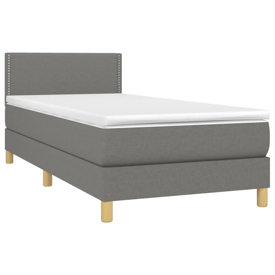 Sommier à lattes de lit avec matelas et LED Gris foncé 90x190cm - 3