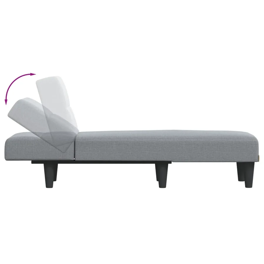 Chaise longue gris clair tissu - 6