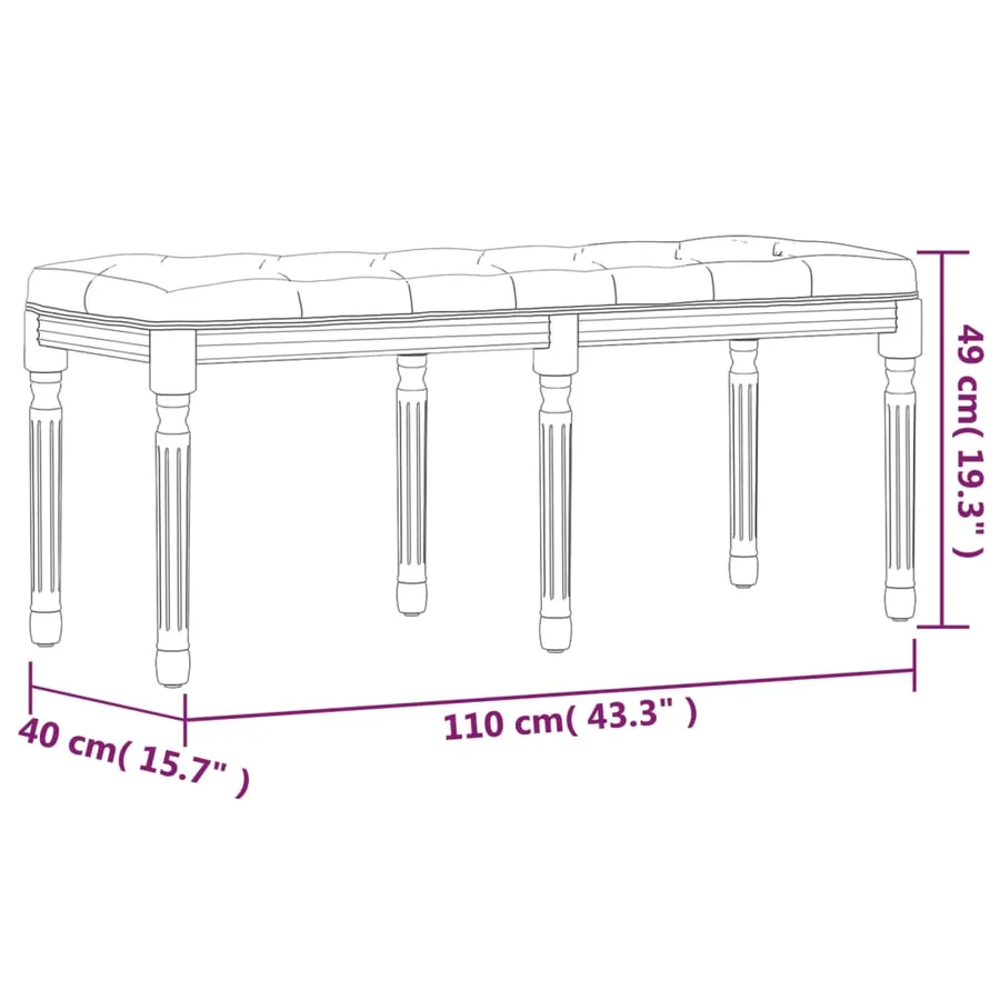 Banc Gris foncé 110x40x49 cm Velours - 7