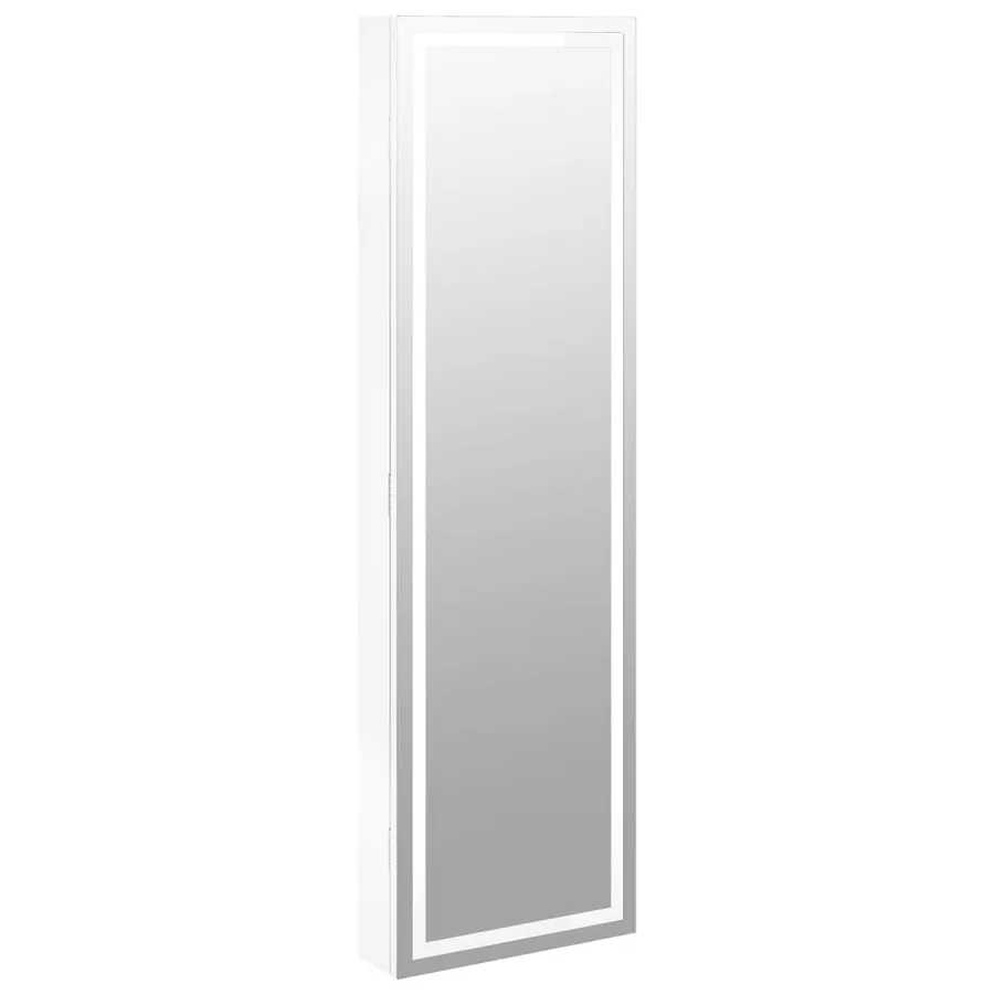 Armoire à bijoux avec miroir et éclairage LED mural blanc - 2