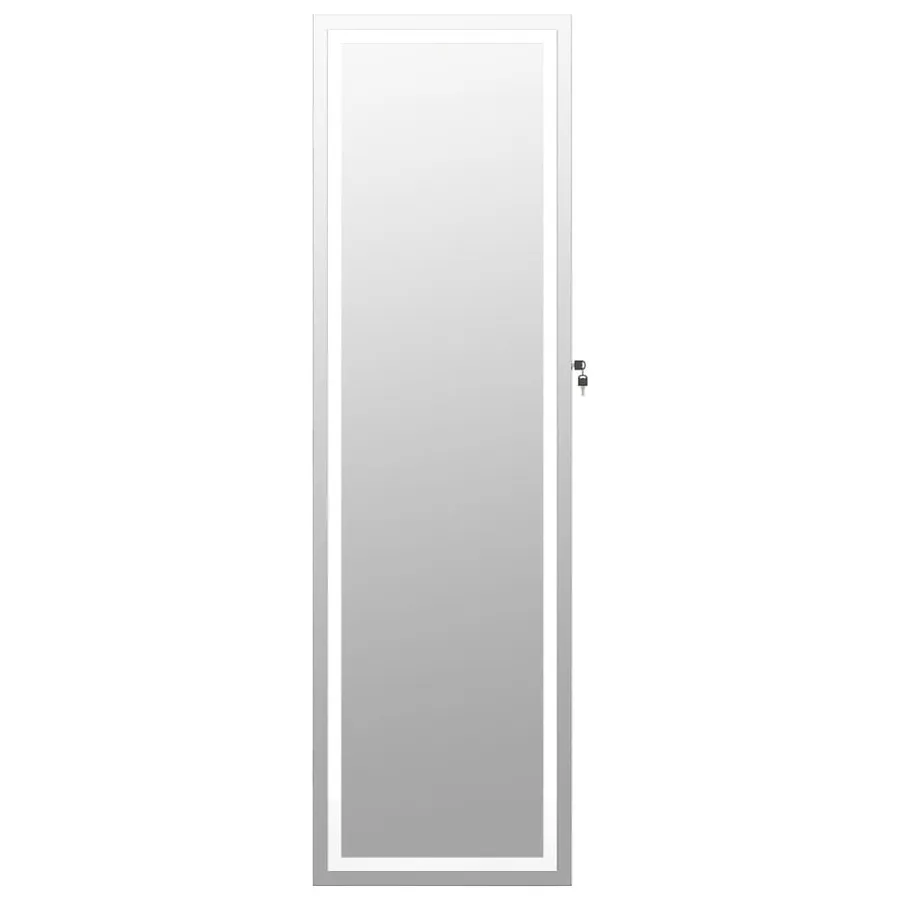 Armoire à bijoux avec miroir et éclairage LED mural blanc - 4