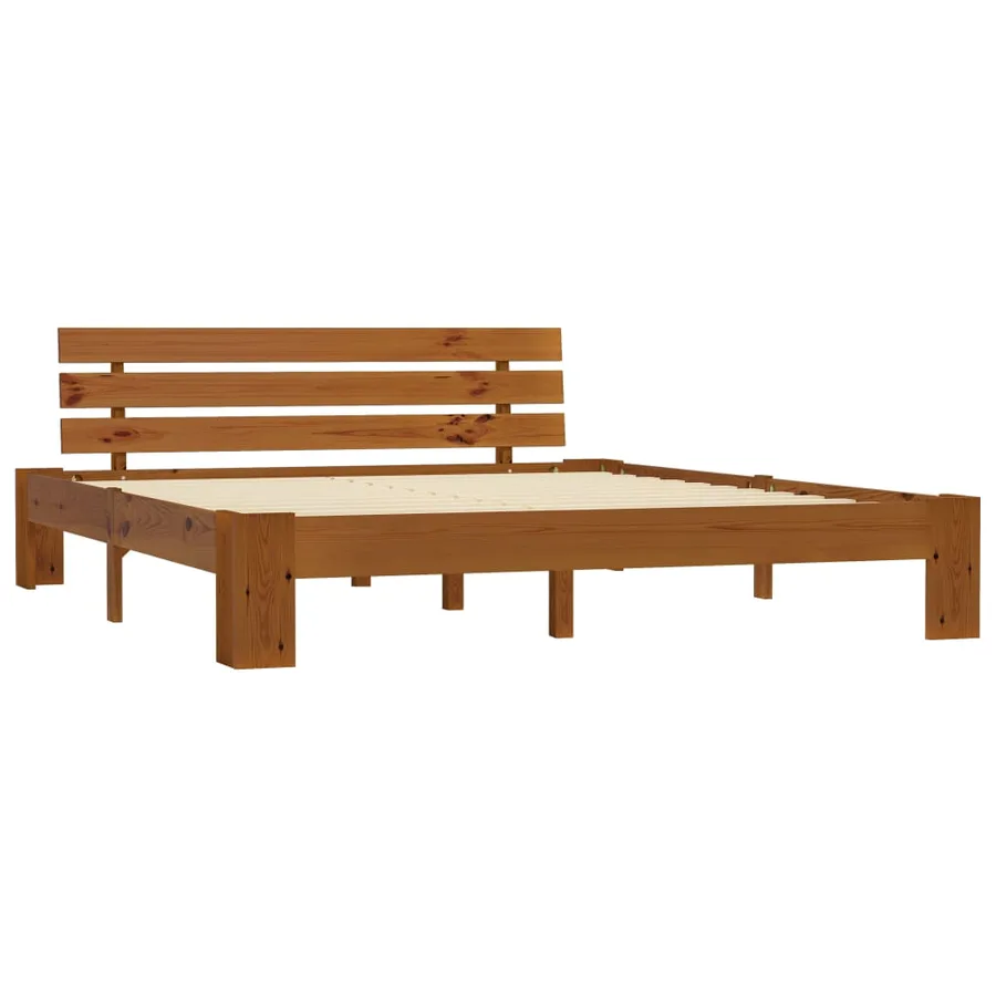 Cadre de lit sans matelas marron miel 180x200cm bois massif pin - 2