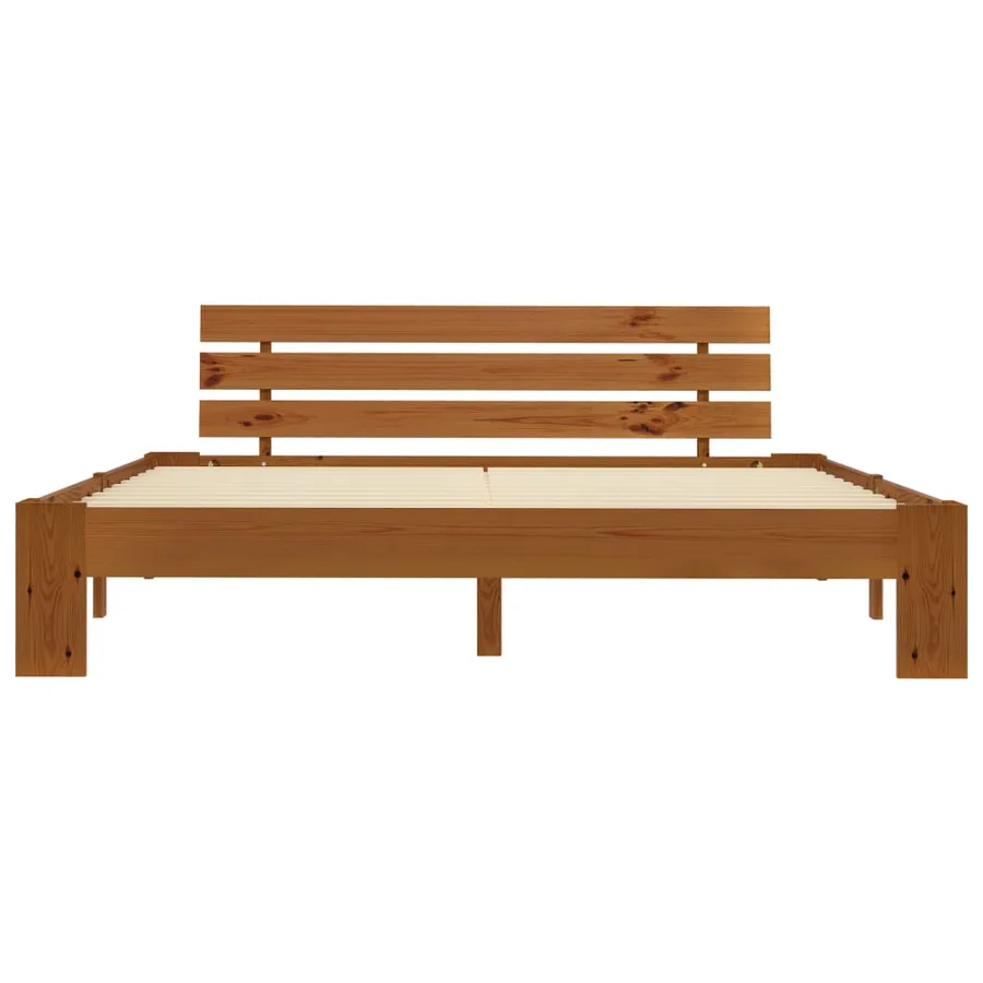 Cadre de lit sans matelas marron miel 180x200cm bois massif pin - 3