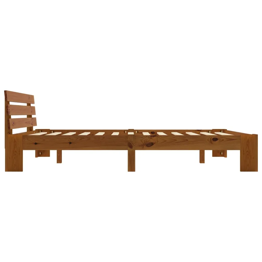 Cadre de lit sans matelas marron miel 180x200cm bois massif pin - 4