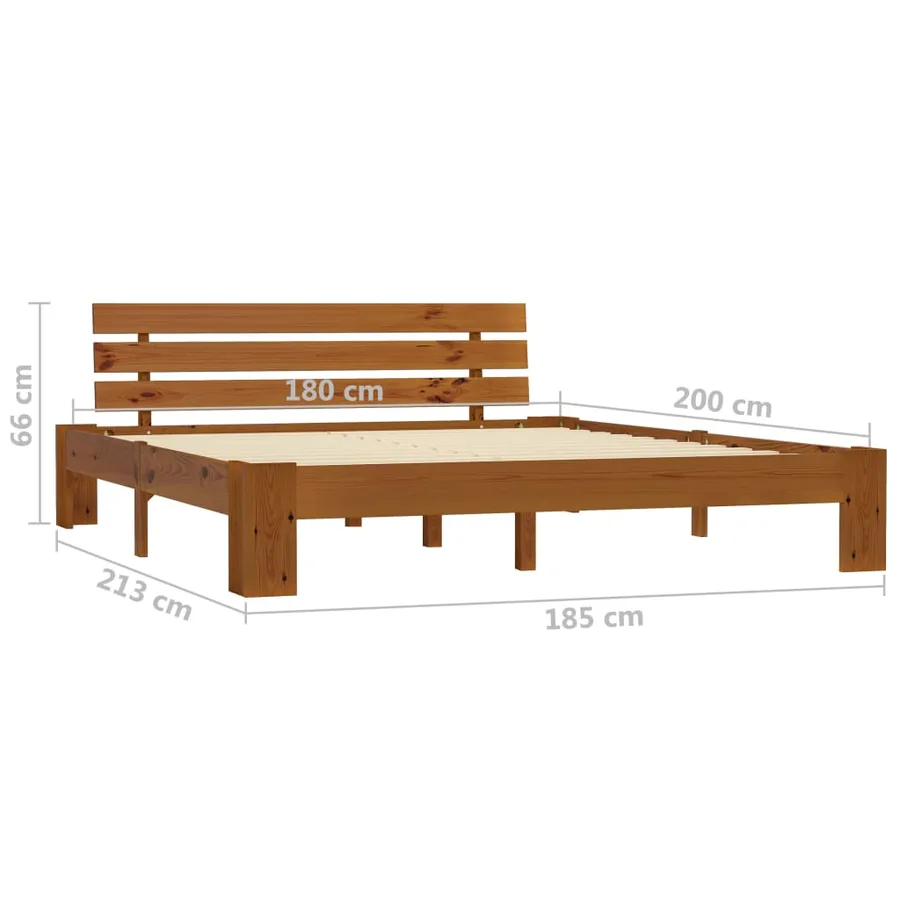 Cadre de lit sans matelas marron miel 180x200cm bois massif pin - 7