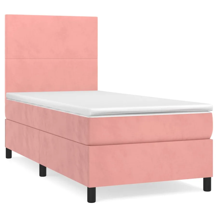 Sommier à lattes de lit avec matelas Rose 100x200 cm Velours - 2