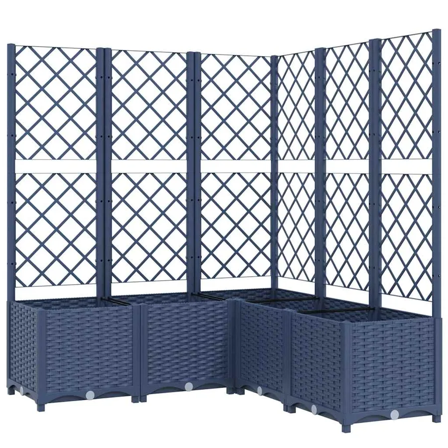 Jardinière avec treillis bleu gris 120x120x136 cm PP - 2