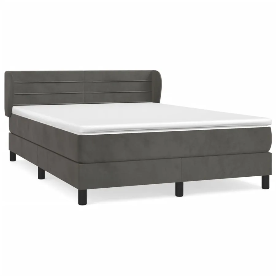 Sommier à lattes de lit et matelas Gris foncé 140x200cm Velours - 2