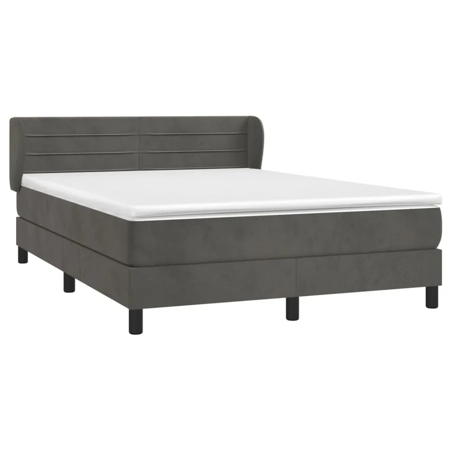 Sommier à lattes de lit et matelas Gris foncé 140x200cm Velours - 3