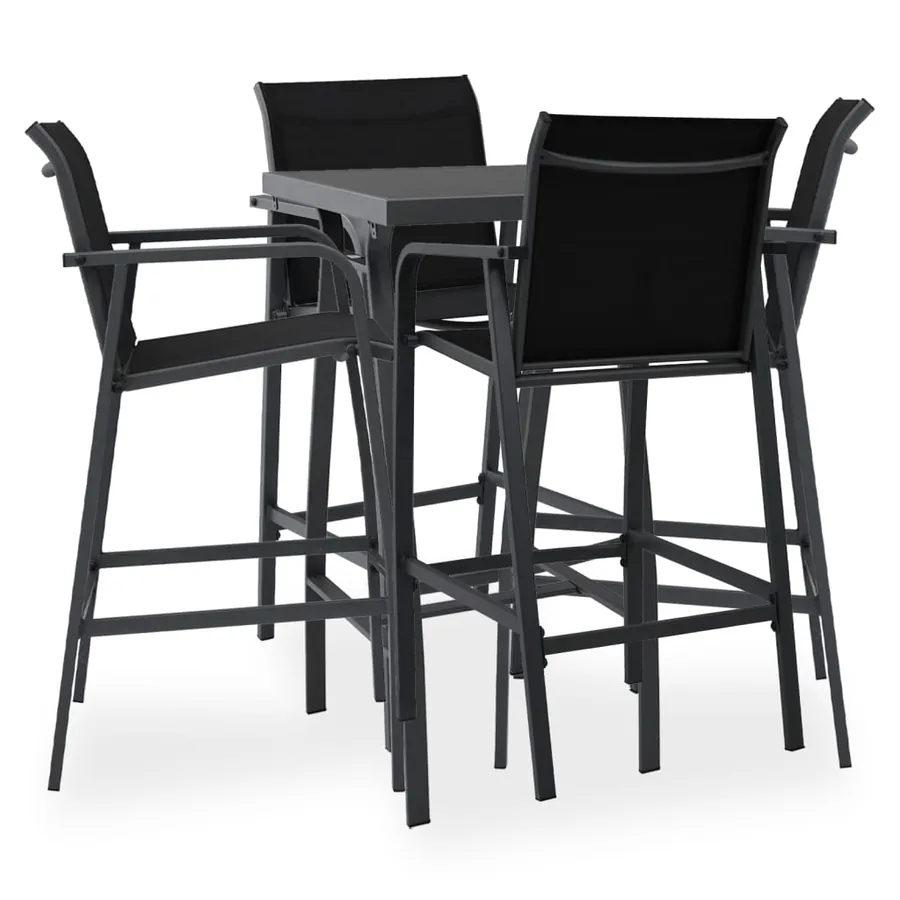 Ensemble de bar de jardin 5 pcs Noir