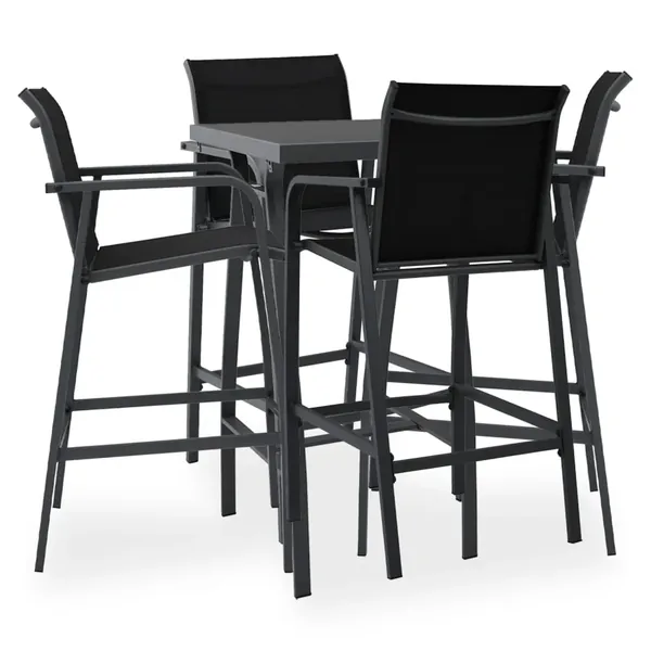 Ensemble de bar de jardin 5 pcs Noir
