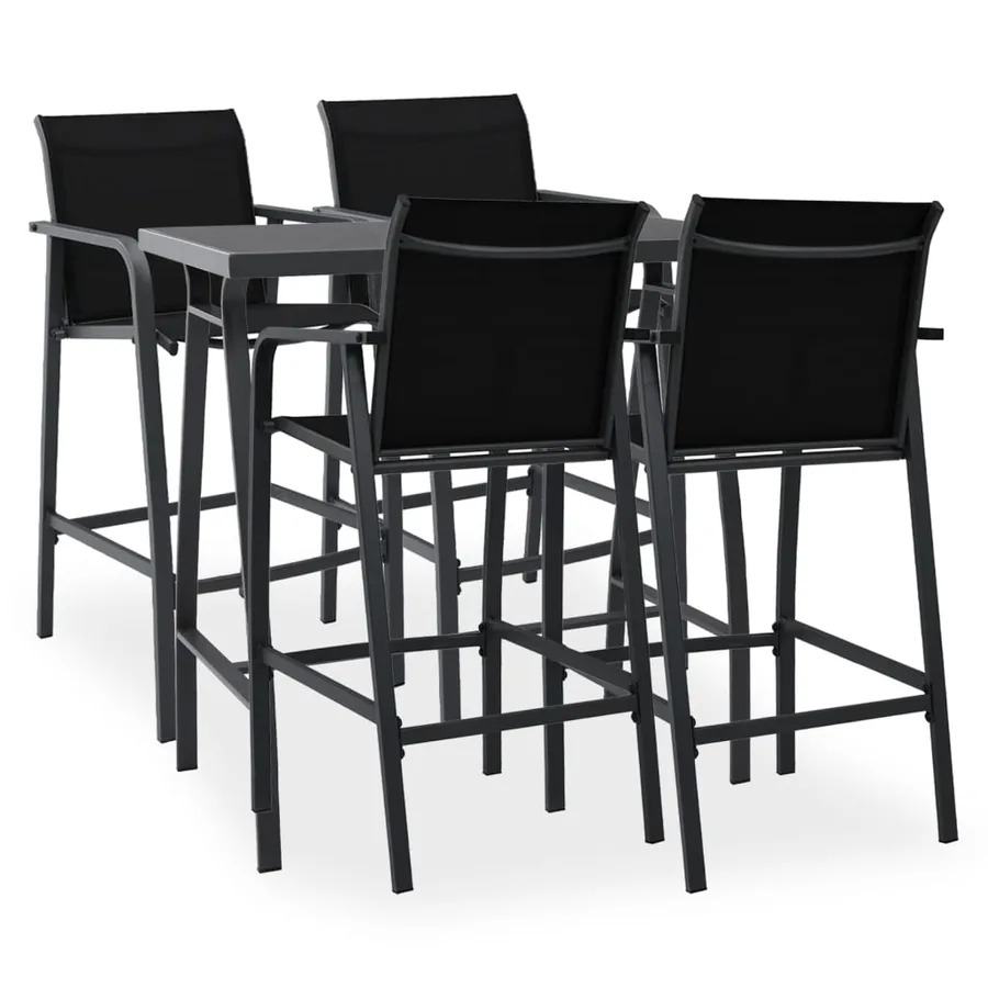 Ensemble de bar de jardin 5 pcs Noir