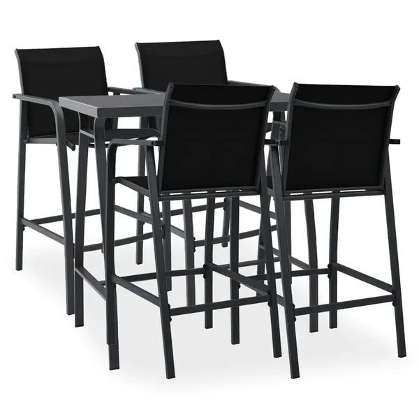 Ensemble de bar de jardin 5 pcs Noir